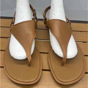 VINCE. Womens Brown Comfort T-Strap Pharis Round Toe Leather Thong Sandals 10 M